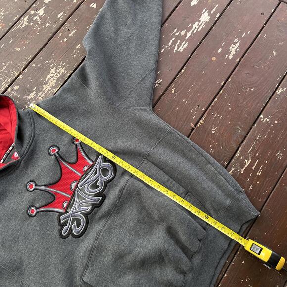 (M) Vintage 90s Y2K JNCO Jeans Tribal Crown Embroidered Hoodie - Picture 6 of 6